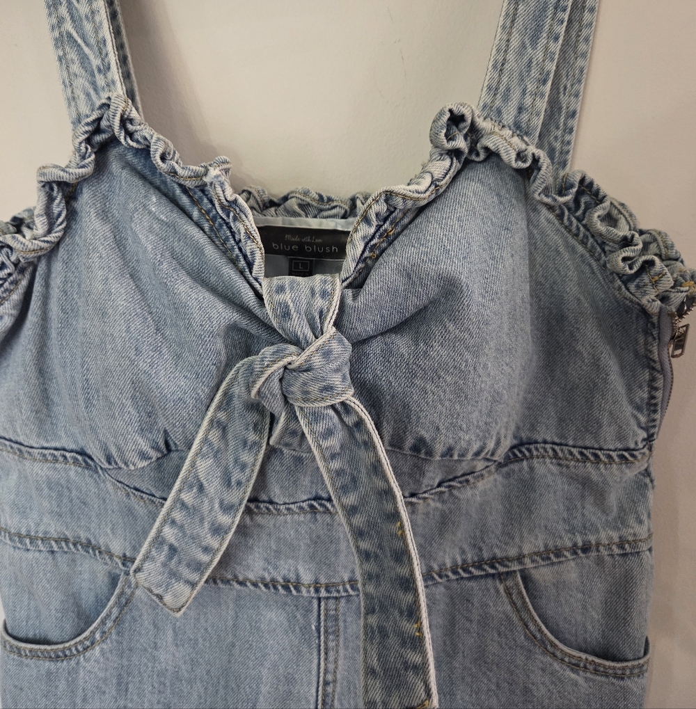 Blue Blush Denim Romper Size Large - Picture 5 of 9